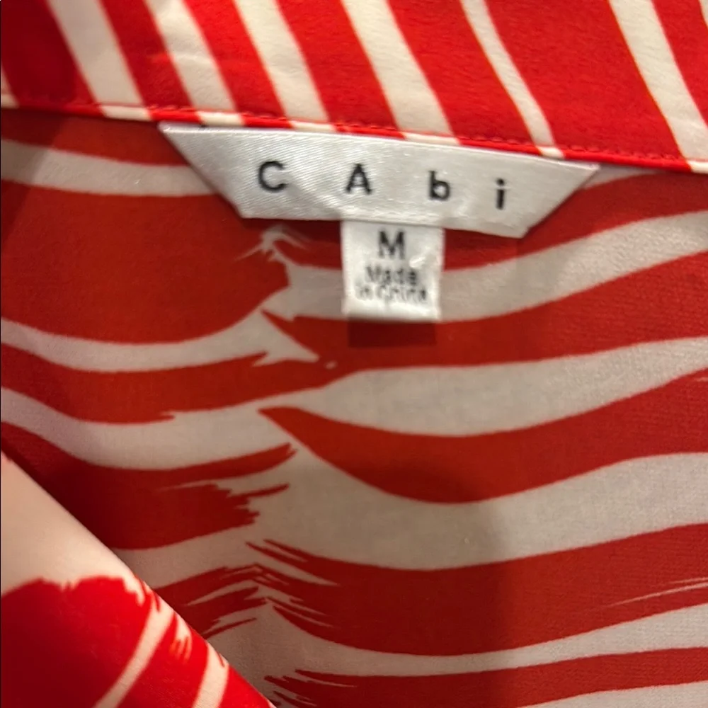 CAbi Red and White Striped Midi Pleated Bottom of Dress - Picture 3 of 5